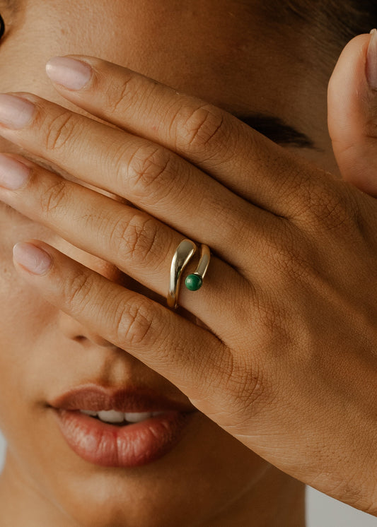 Swirl Ring with Malachite