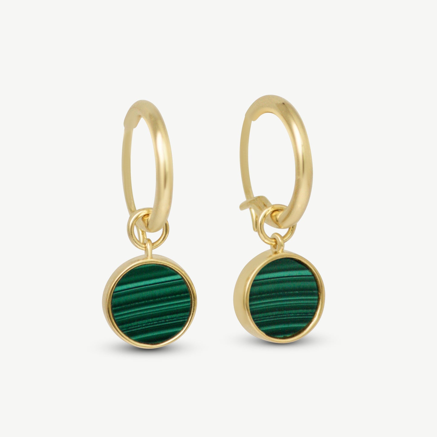 Malachite Circle Hoop Charm Earrings
