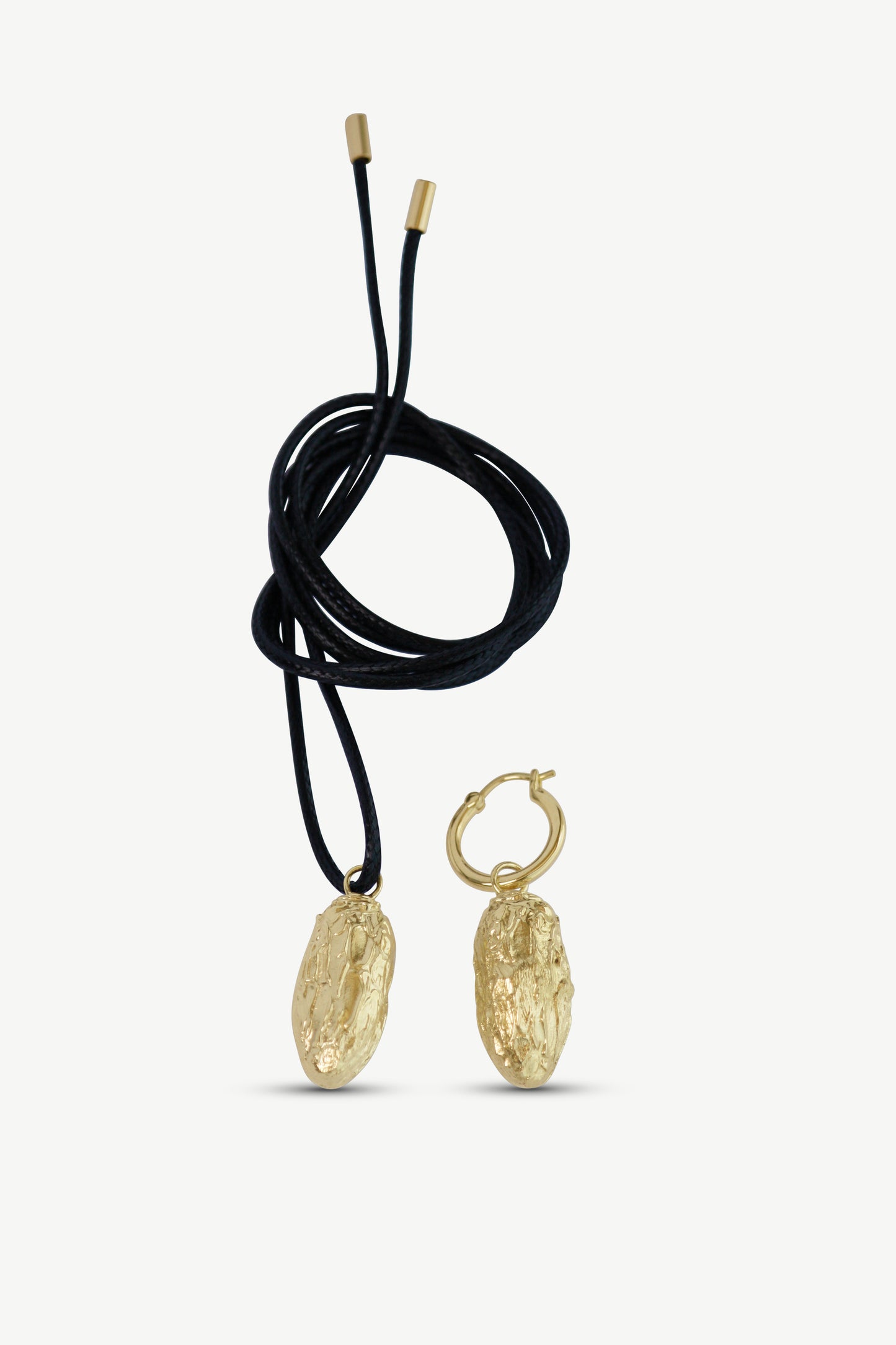 Dates Hoop Earrings & Cord Necklace