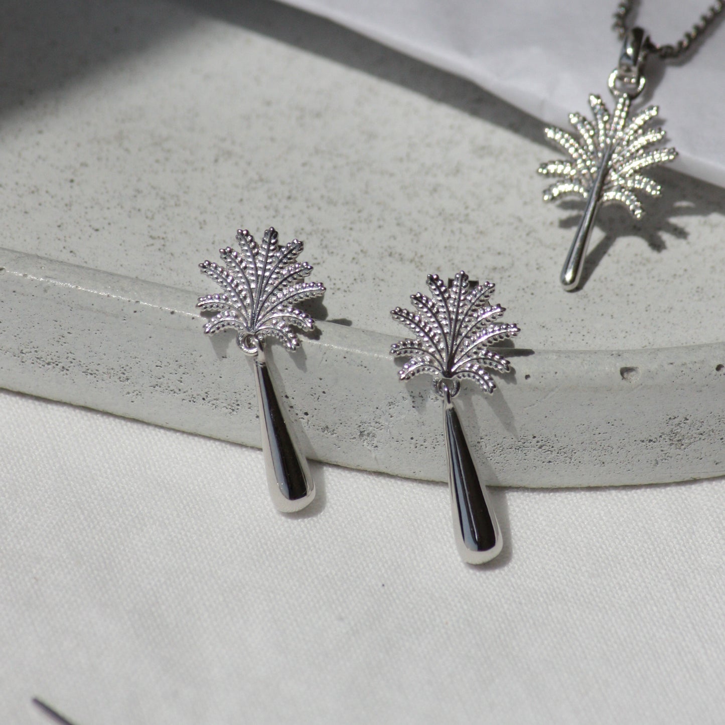 Palm Tree Earrings - Silver