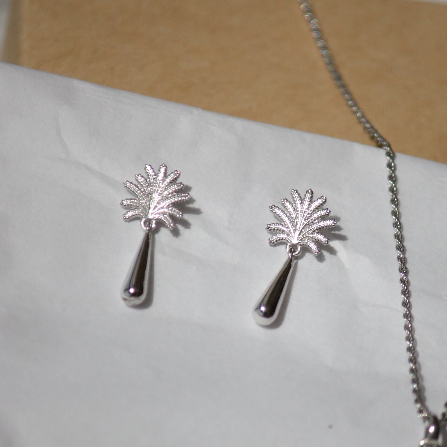 Palm Tree Earrings - Silver