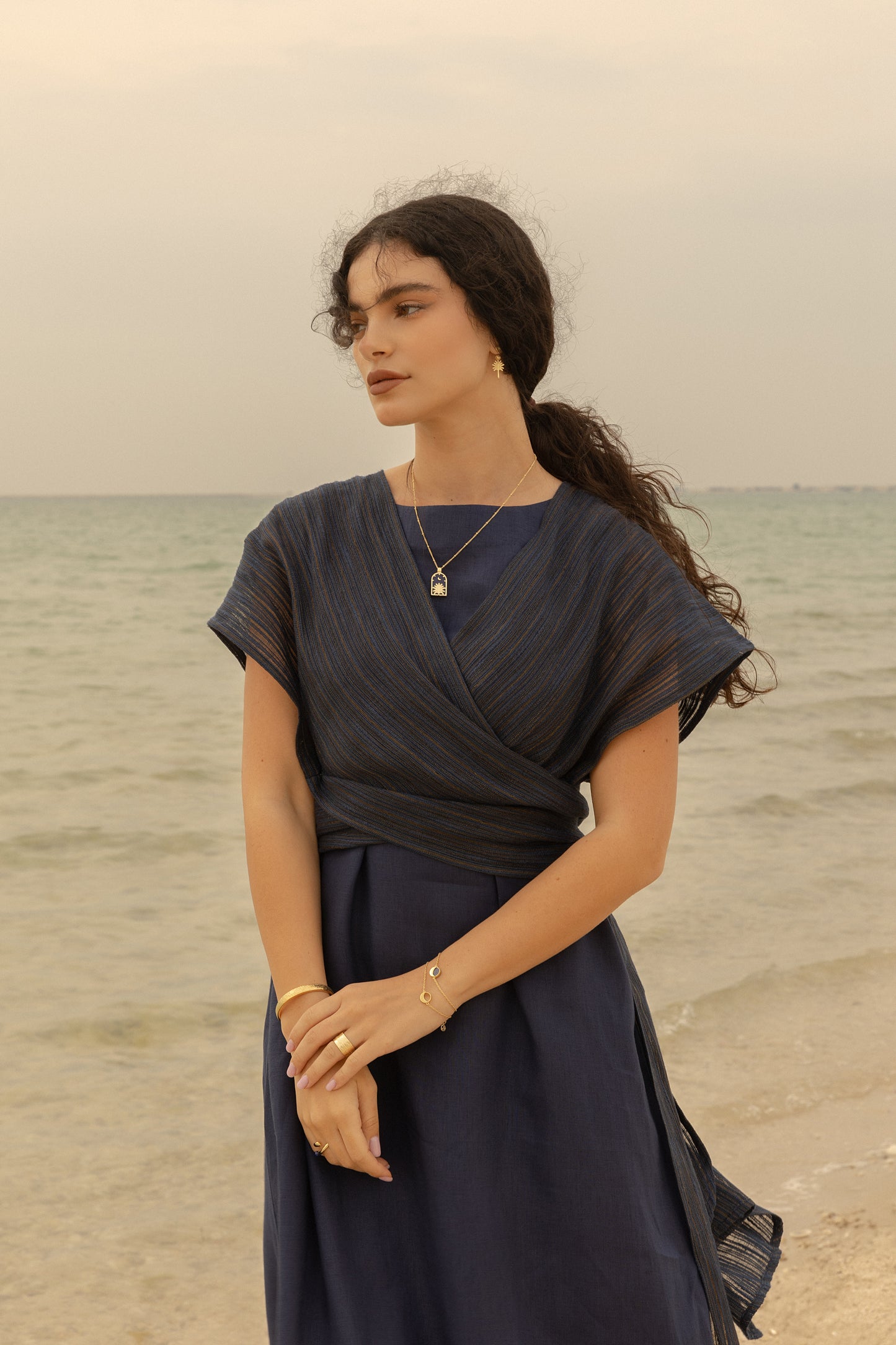 Arch Palm Tree Necklace with Lapis Lazuli