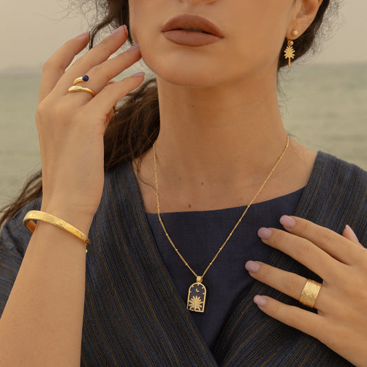 Arch Palm Tree Necklace with Lapis Lazuli