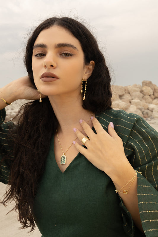 Arch Door Necklace with Malachite