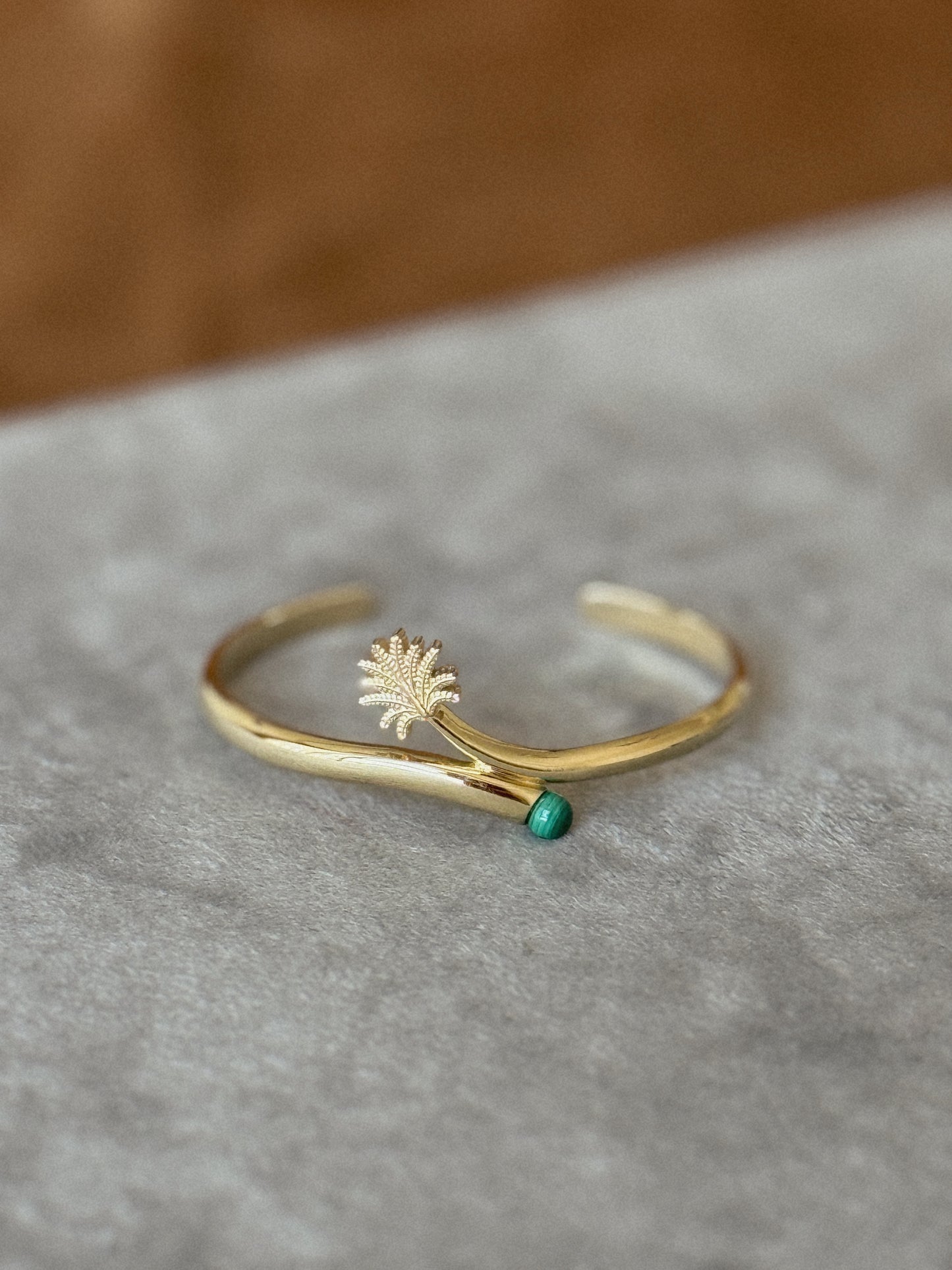 Palm Tree Cuff Bracelet with Malachite