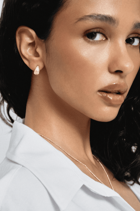 Dates Texture Drop Studs - Gold