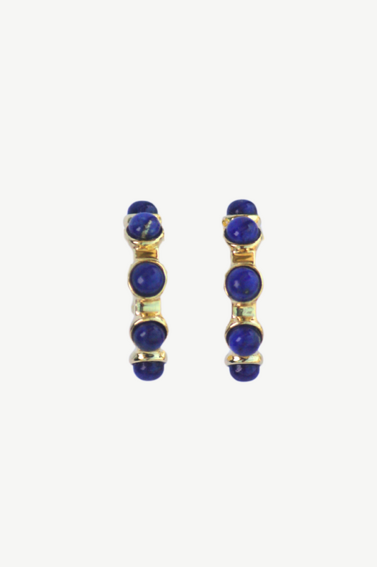 Half Hoop Huggies with Lapis Lazuli