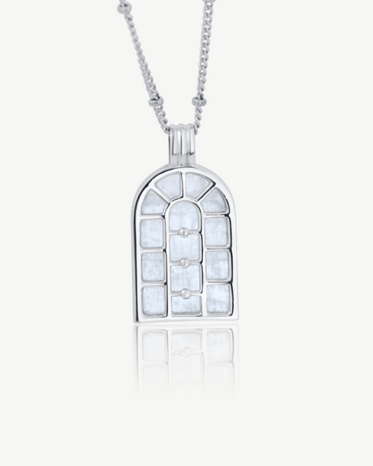 Arch Door Necklace with Rainbow Moonstone