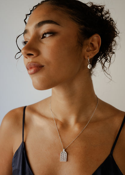 Silver Moon Charms Earrings with Rainbow Moonstone