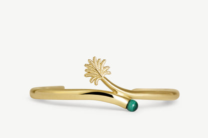 Palm Tree Cuff Bracelet with Malachite