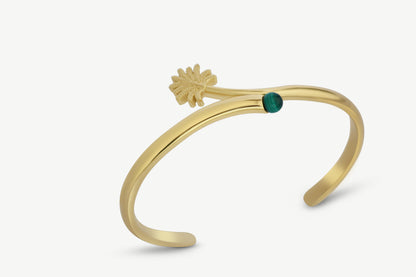 Palm Tree Cuff Bracelet with Malachite