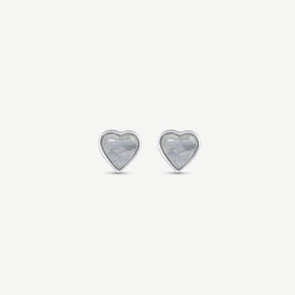 Hearts Stud Earrings with Rainbow Moonstones