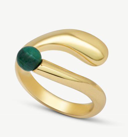 Swirl Ring with Malachite