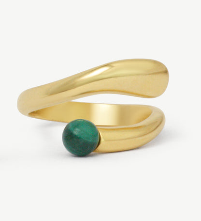 Swirl Ring with Malachite
