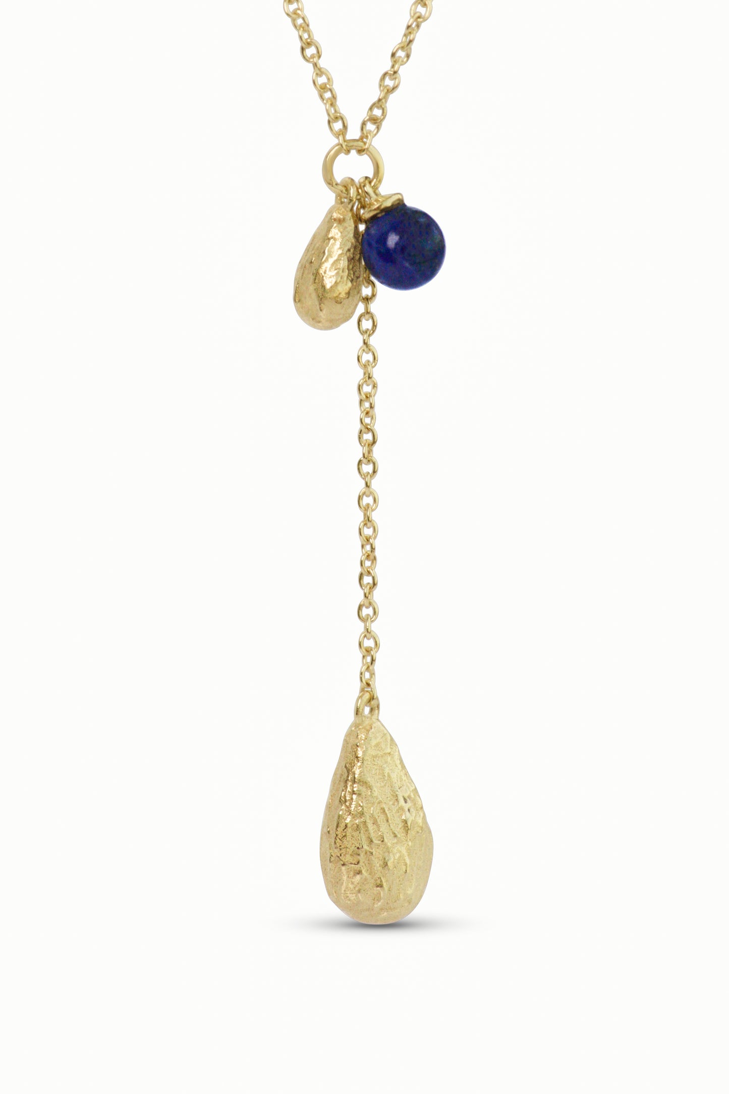 Dates Texture Drops Lariat Necklace with Lapis Lazuli