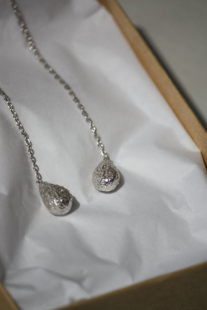 Dates Texture Drop Threader Earrings - Silver