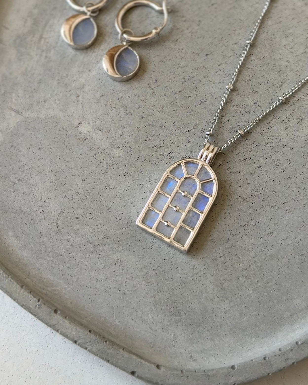 Arch Door Necklace with Rainbow Moonstone