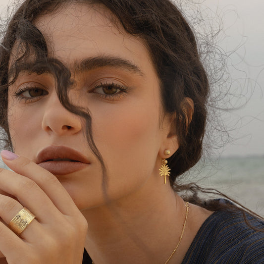 Palm Tree Ear Jacket Earrings