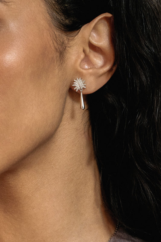 Palm Tree Earrings - Silver